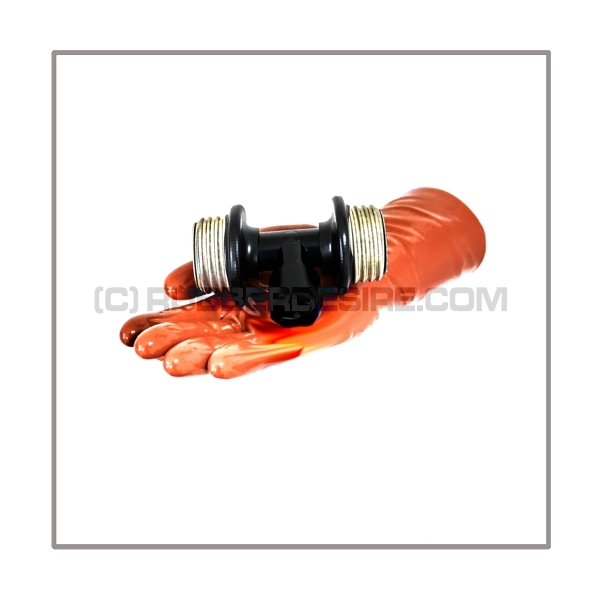 Gasmask-t-joint T-MEDI-C1-OCC with gasmask-thread 2 x male and 22 mm mediport male without breathing reduction vent
